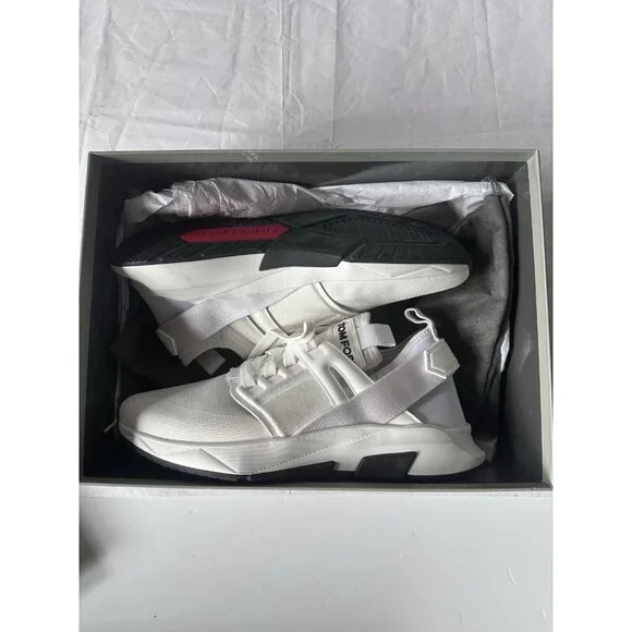 TOM FORD Alcantra & Neoprene Jago Sneakers in White